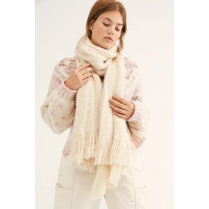 Free People Whisper Fringe Blanket Scarf Ivory